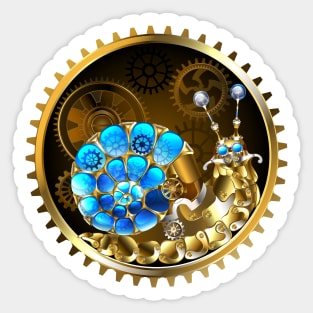 Steampunk Mechanical Snail in Circle Sticker